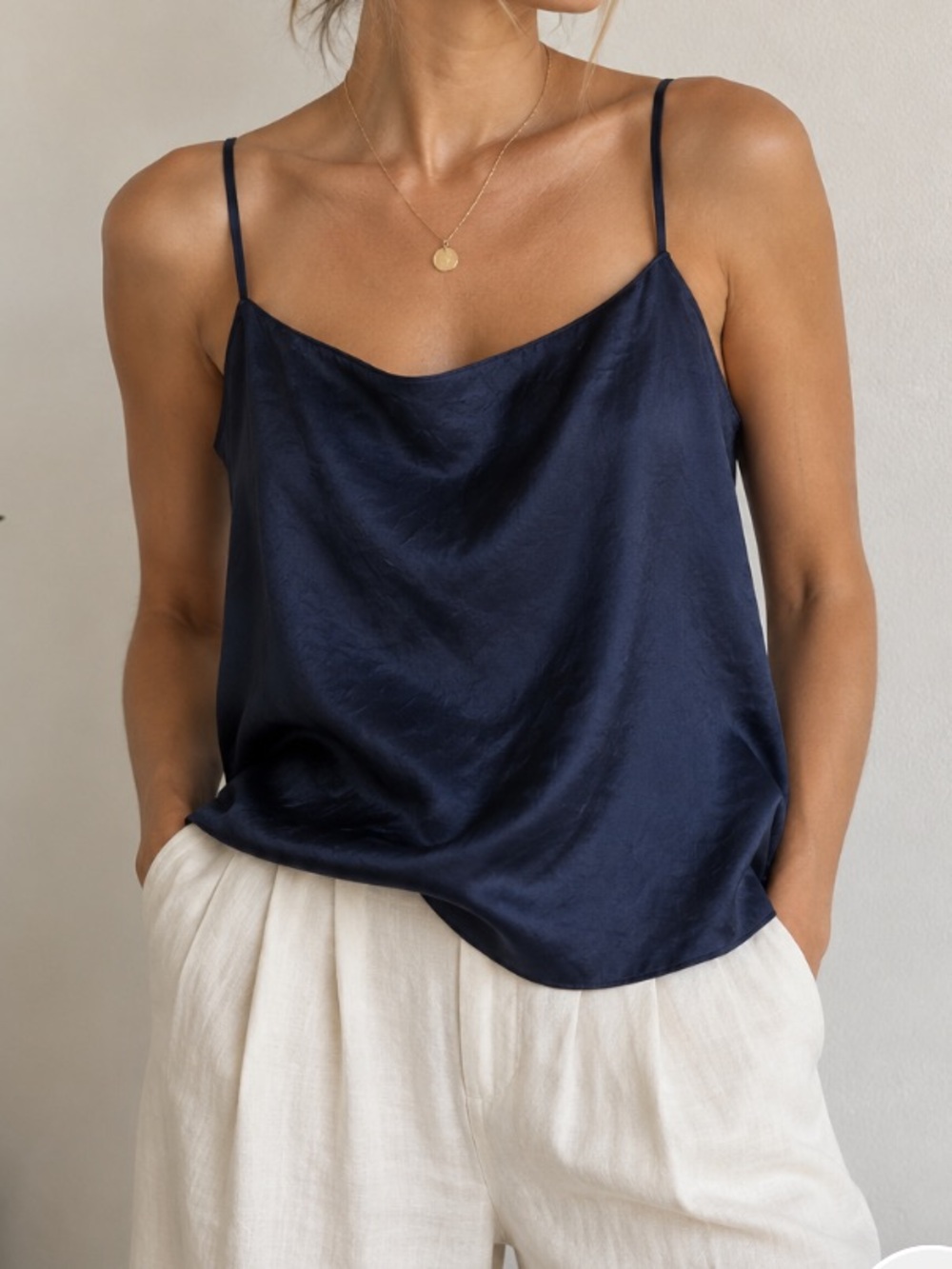 Aritzia Babaton Satin Camisole in Navy